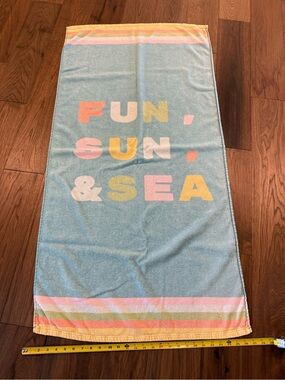 Target Sun Squad "Fun Sun Sea" Pastel Striped Beach Towel - 28" x 58"